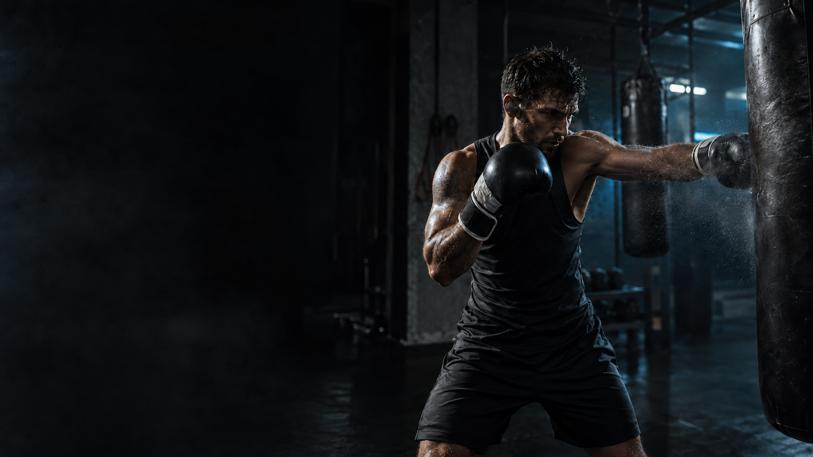Boxer working a heavy bag