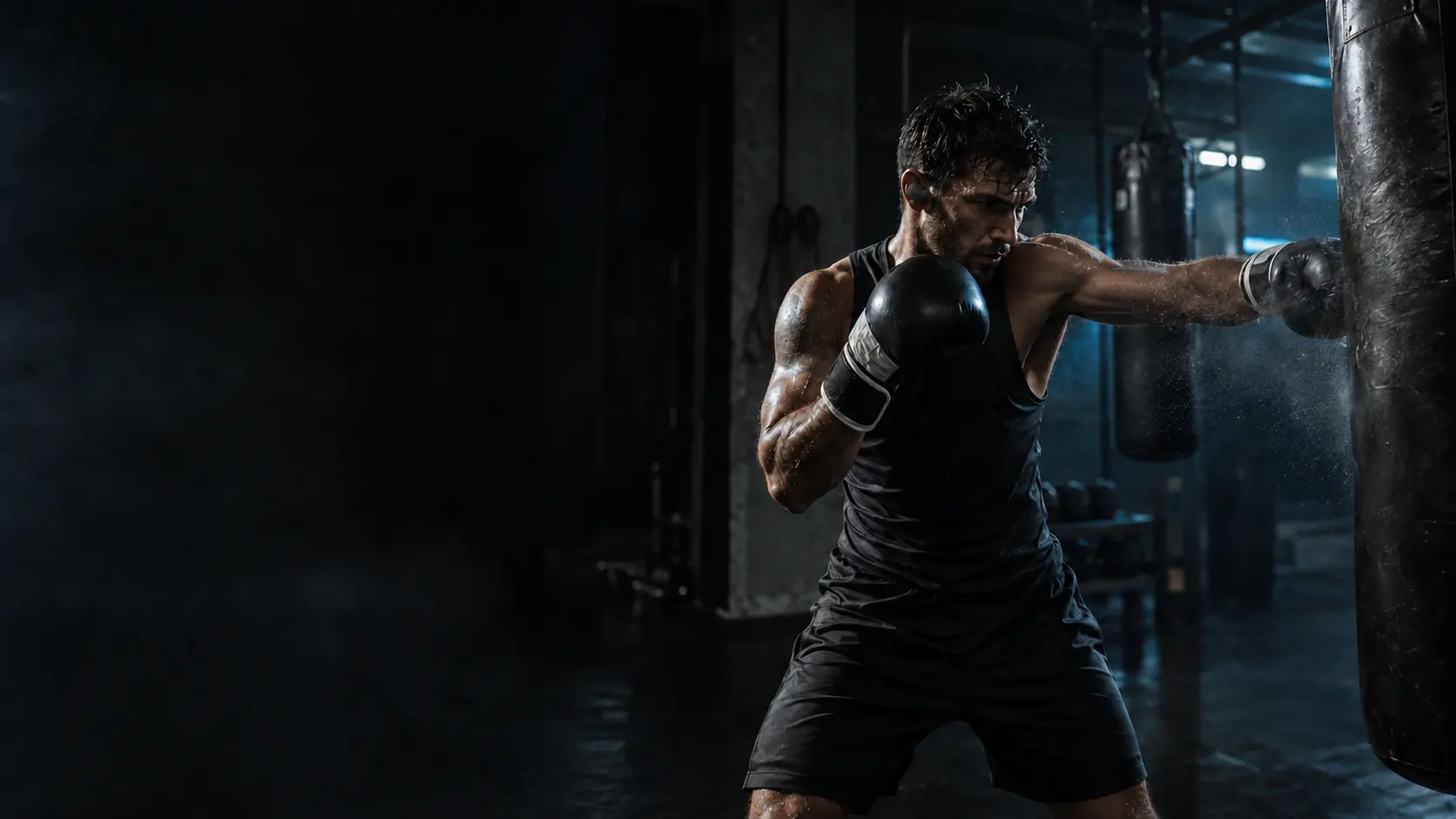 Boxer working a heavy bag